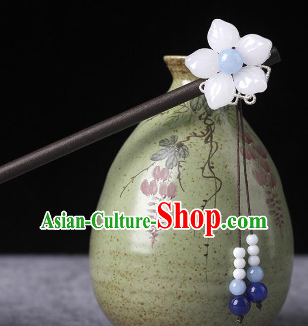 Chinese Ancient Hanfu Hair Accessories Traditional Blue Beads Hairpins for Women