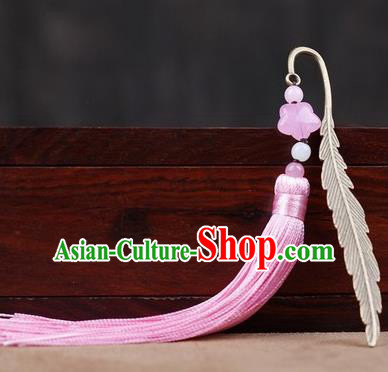Chinese Ancient Accessories Traditional Pink Tassel Bookmark