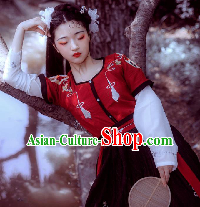 Chinese Ancient Tang Dynasty Princess Costumes Embroidered Hanfu Dress for Women