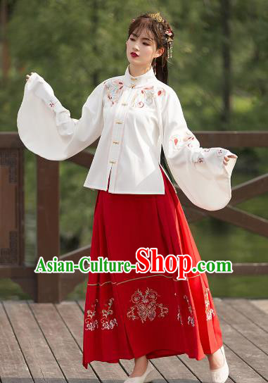 Ancient Chinese Ming Dynasty Princess Costumes Fairy Embroidered Hanfu Dress for Women