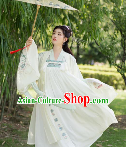Chinese Ancient Tang Dynasty Peri Princess Embroidered Costumes for Women