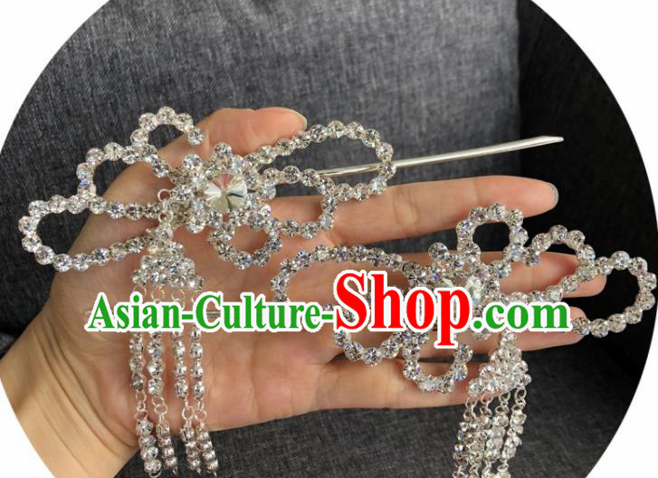 Chinese Traditional Peking Opera Diva Hair Accessories Ancient Crystal Tassel Hairpins for Women