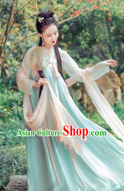 Traditional Chinese Tang Dynasty Princess Costumes Ancient Peri Embroidered Hanfu Dress for Rich