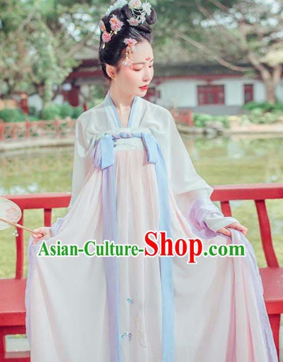 Chinese Traditional Tang Dynasty Princess Palace Lady Embroidered Costumes Complete Set