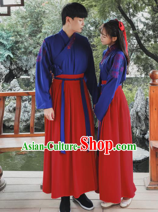 Ancient Chinese Han Dynasty Historical Costumes Swordsman Hanfu Dress for Women for Men