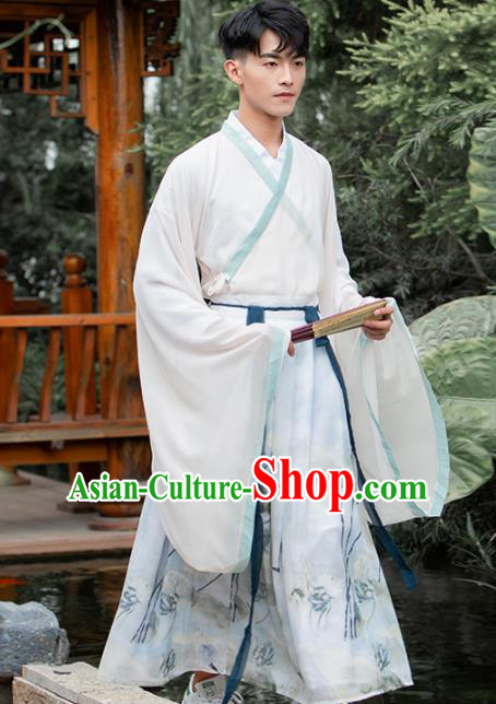 Ancient Chinese Jin Dynasty Scholar Historical Costumes Nobility Childe Embroidered Hanfu for Men