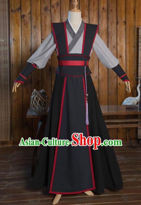 Chinese Traditional Cosplay Nobility Childe Black Costumes Ancient Swordsman Clothing for Men