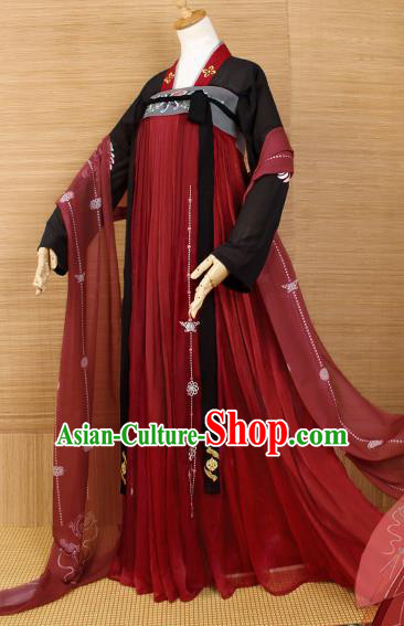 Top Grade Chinese Cosplay Princess Costumes Ancient Tang Dynasty Palace Lady Red Dress for Women