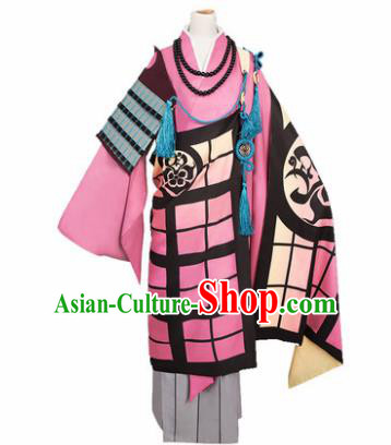 Chinese Traditional Cosplay Monks Pink Costumes Ancient Swordsman Clothing for Men