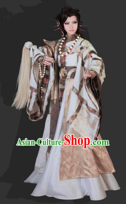 Top Grade Chinese Ancient Cosplay Swordsman Taoist Priest Costumes for Men