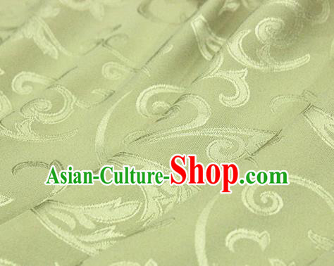 Asian Chinese Traditional Jacquard Silk Fabric Ancient Hanfu Green Brocade Fabric Drapery Material