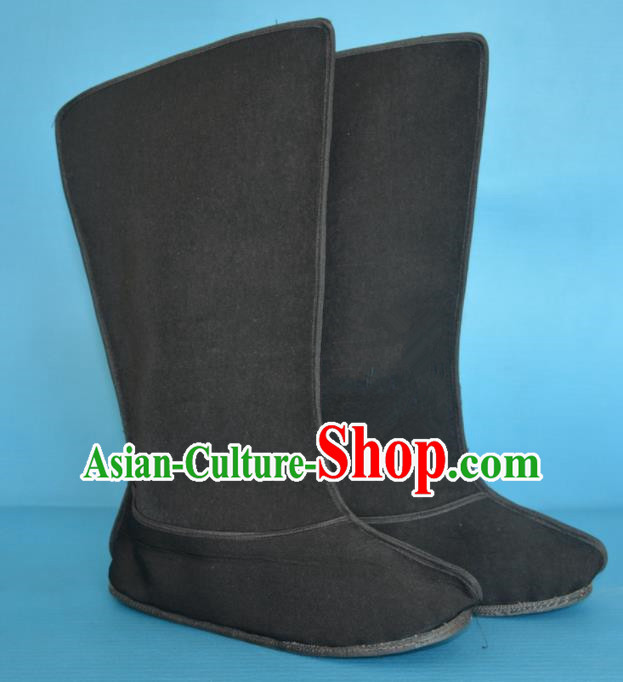 Chinese Traditional Beijing Opera Shoes Ancient Han Dynasty Warrior Black Boots for Men