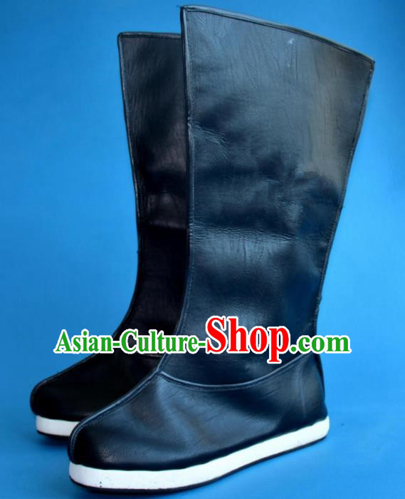 Chinese Traditional Beijing Opera Takefu Shoes Ancient Swordsman Black Boots for Men
