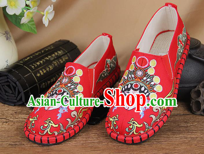 Chinese National Handmade Shoes Traditional Cloth Shoes Embroidery Red Shoes for Women