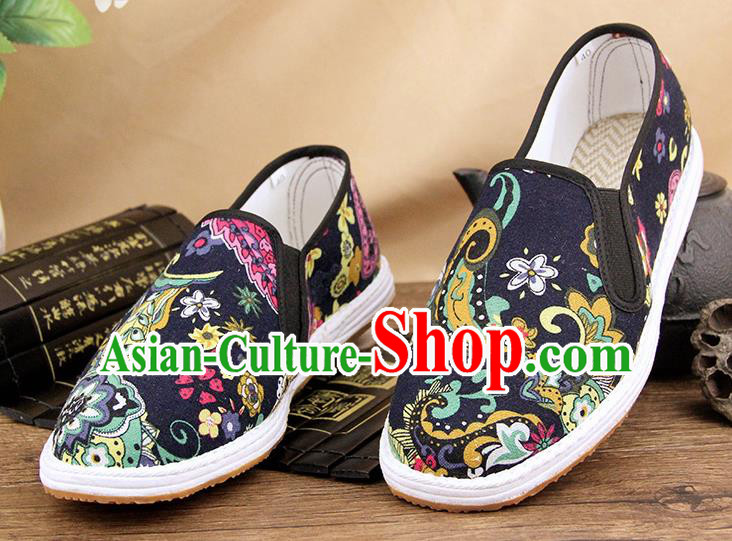 Chinese National Shoes Traditional Martial Arts Cloth Shoes Black Shoes for Men