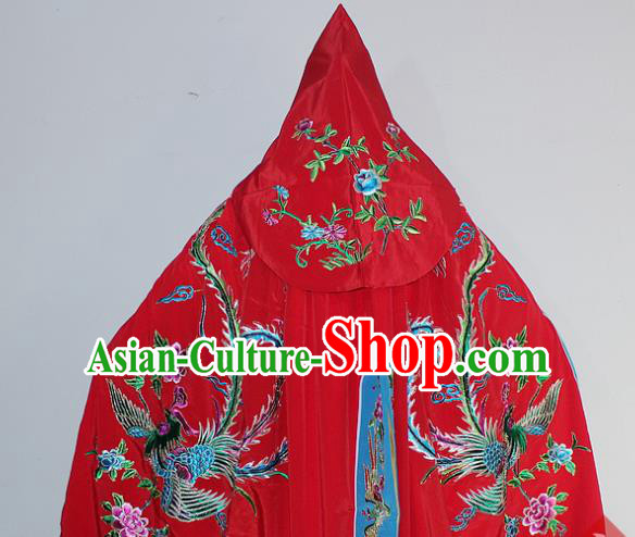 Chinese Traditional Peking Opera Diva Costumes Ancient Princess Embroidered Red Cloak for Women