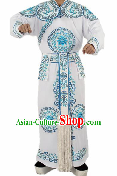 Chinese Traditional Peking Opera Takefu White Costumes Ancient Swordsman Clothing for Men