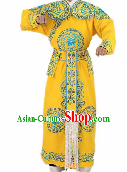 Chinese Traditional Peking Opera Takefu Yellow Costumes Ancient Swordsman Clothing for Men