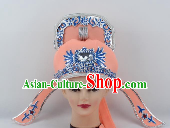 Chinese Traditional Peking Opera Niche Hats Ancient Scholar Orange Hat for Men