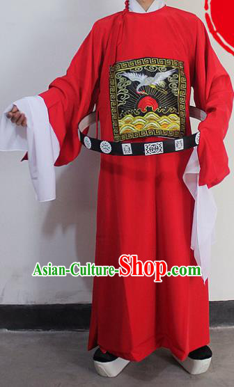 Chinese Traditional Peking Opera Niche Red Robe Ancient County Magistrate Costumes for Men
