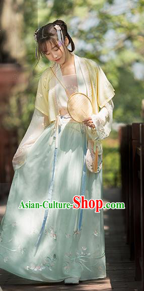 Chinese Ancient Song Dynasty Young Lady Hanfu Dress Traditional Embroidered Costumes for Women