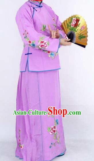 Chinese Traditional Peking Opera Young Lady Costumes Ancient Maidservants Purple Dress for Women