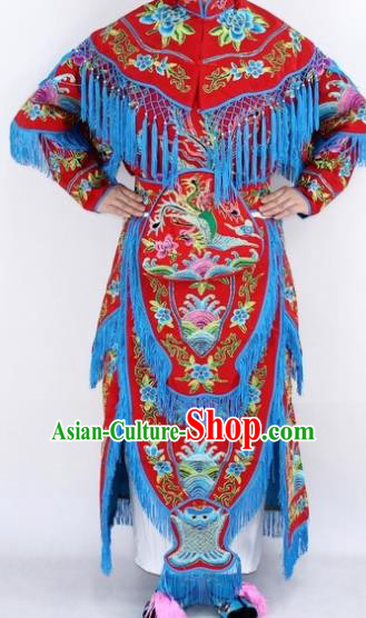 Chinese Traditional Peking Opera Young Lady Costumes Ancient Female General Red Dress for Women