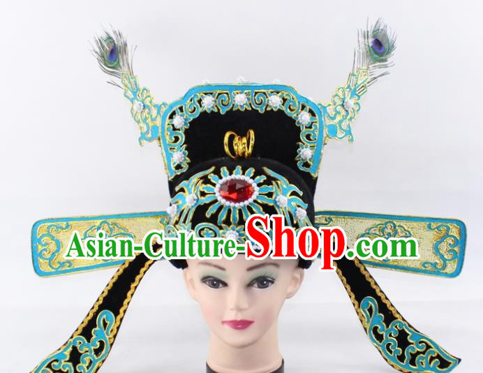 Chinese Traditional Peking Opera Niche Headwear Ancient Scholar County Magistrate Hat for Men