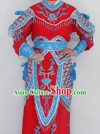 Chinese Traditional Peking Opera Red Costumes Ancient Female General Clothing for Women