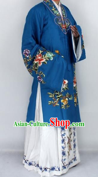 Chinese Traditional Peking Opera Nobility Lady Navy Costumes Ancient Princess Embroidered Cloak for Women