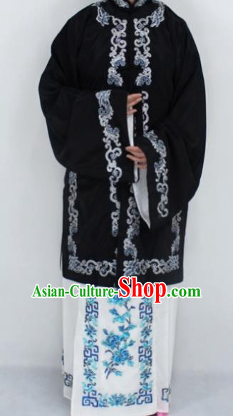 Chinese Traditional Peking Opera Nobility Lady Costumes Ancient Embroidered Black Dress for Women