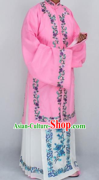 Chinese Traditional Peking Opera Nobility Lady Costumes Ancient Embroidered Pink Dress for Women