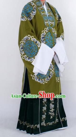 Chinese Traditional Peking Opera Pantaloon Costumes Ancient Landlord Shiva Green Cloak for Women