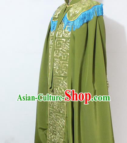 Chinese Traditional Peking Opera Old Lady Costumes Ancient Female General Embroidered Green Cloak for Women