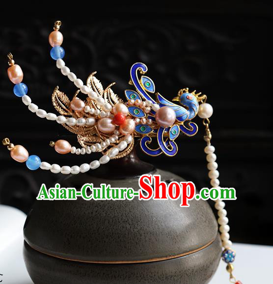 Chinese Traditional Hair Accessories Ancient Handmade Cloisonne Phoenix Hairpins for Women