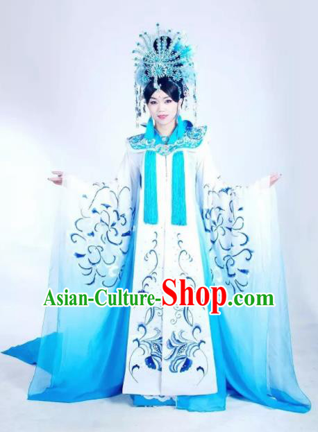 Traditional Chinese Tang Dynasty Historical Costumes Ancient Imperial Consort Embroidered Blue Hanfu Dress for Women