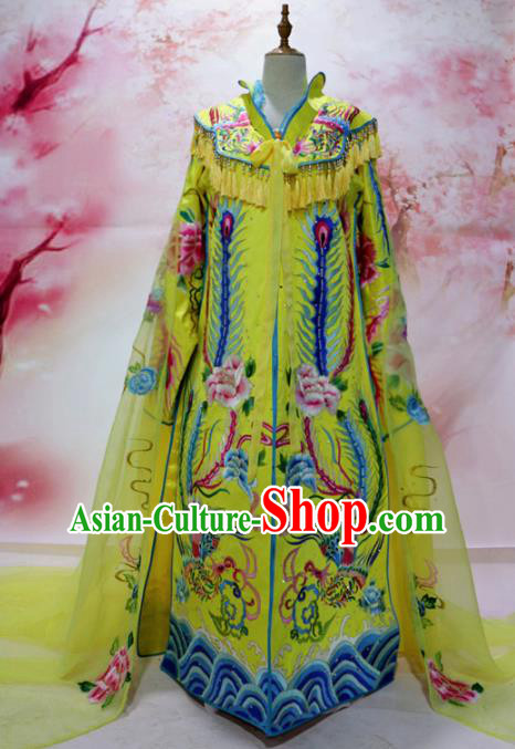 Traditional Chinese Tang Dynasty Historical Costumes Ancient Empress Embroidered Yellow Hanfu Dress for Women
