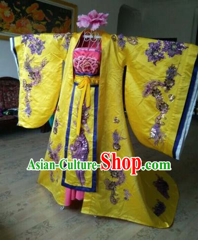 Traditional Chinese Tang Dynasty Imperial Consort Historical Costumes Ancient Embroidered Yellow Hanfu Dress for Women
