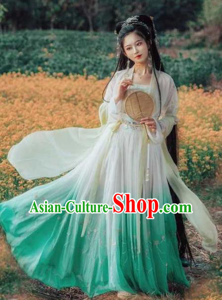 Traditional Chinese Hanfu Dress Ancient Peri Tang Dynasty Princess Embroidered Costumes for Women