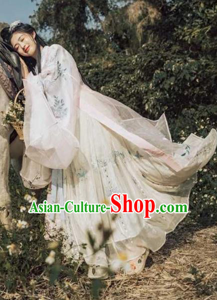 Traditional Chinese Palace Hanfu Dress Ancient Jin Dynasty Princess Embroidered Costumes for Women