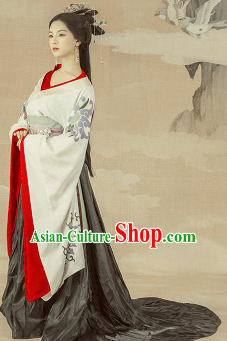 Traditional Chinese Ancient Han Dynasty Imperial Consort Costumes and Headpiece for Women