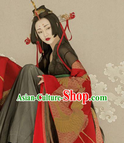 Traditional Chinese Ancient Qin Dynasty Queen Costumes and Headpiece for Women
