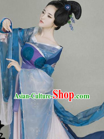Traditional Chinese Ancient Tang Dynasty Imperial Consort Costumes and Headpiece Complete Set for Women