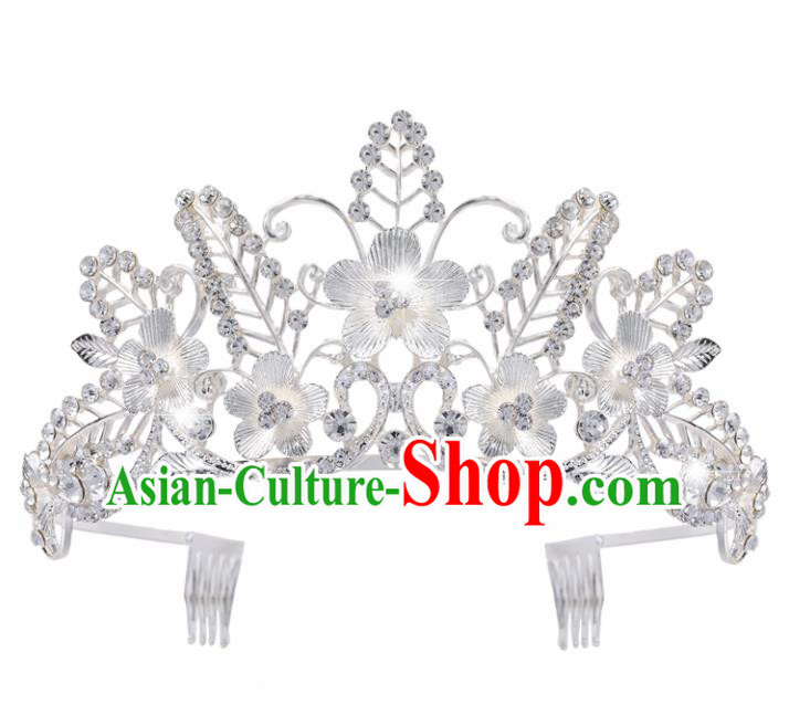 Top Grade Baroque Style Flowers Royal Crown Bride Retro Wedding Hair Accessories for Women