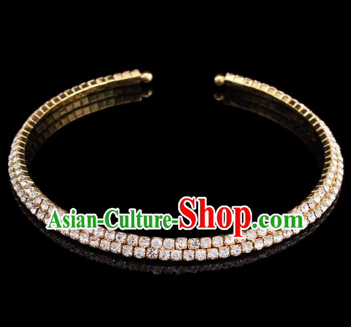 Top Grade Baroque Style Bride Jewelry Accessories Rhinestone Golden Necklace for Women