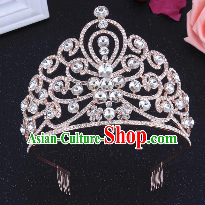 Handmade Wedding Bride Hair Accessories Baroque Princess Retro Crystal Royal Crown for Women