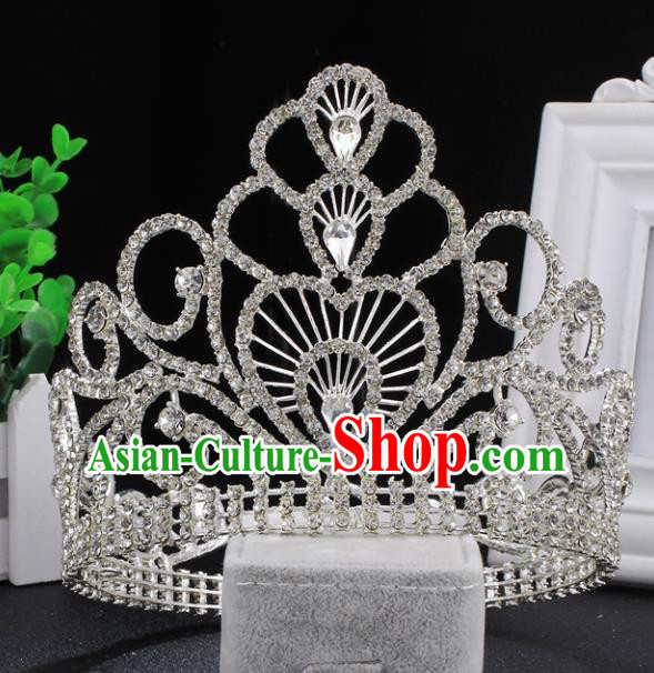 Top Grade Wedding Bride Rhinestone Hair Accessories Baroque Princess Retro Crystal Royal Crown for Women