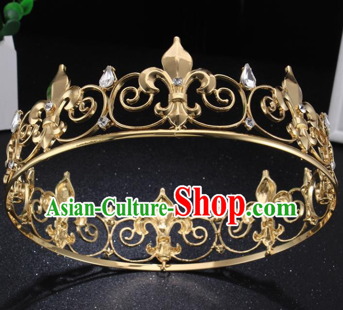 Top Grade Golden Royal Crown Baroque Princess Retro Wedding Bride Hair Accessories for Women