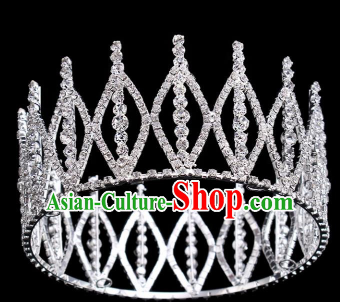 Top Grade Princess Round Royal Crown Retro Baroque Wedding Bride Hair Accessories for Women