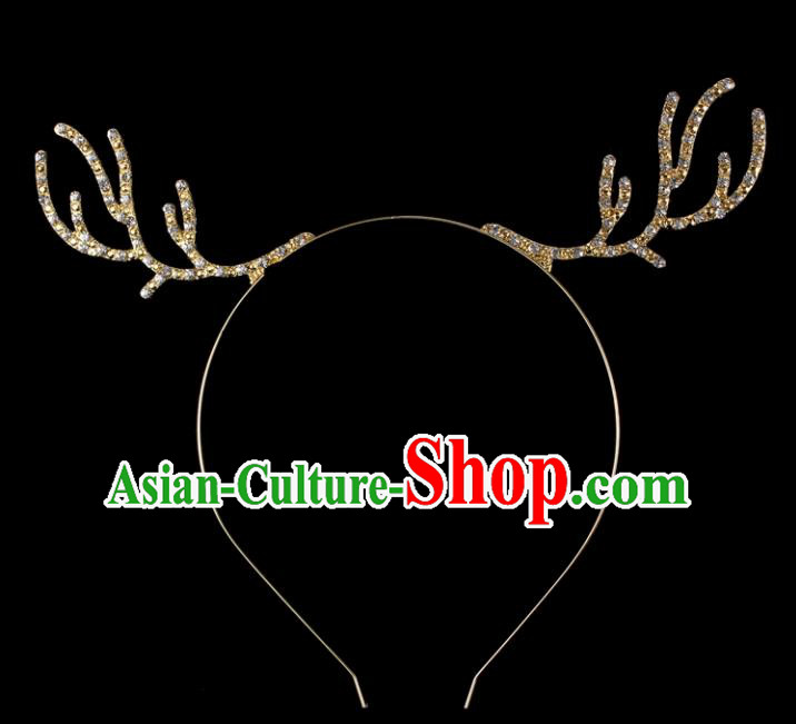 Handmade Top Grade Princess Crystal Hair Clasp Baroque Bride Retro Antlers Wedding Hair Accessories for Women